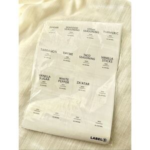 Spice jar black and white sticker labels